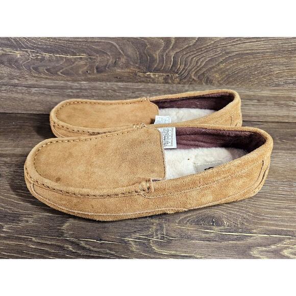 Ugg Mens Slippers Size 10 Alder Moccasin Slip On Sheepskin Chestnut 1003419 main image 6
